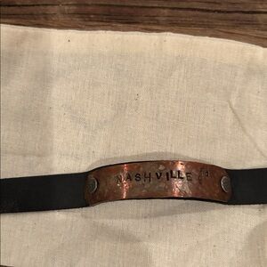 Black Leather Bracelet with Nashville Plate